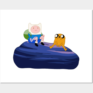 Finn and Jake on a rock Posters and Art